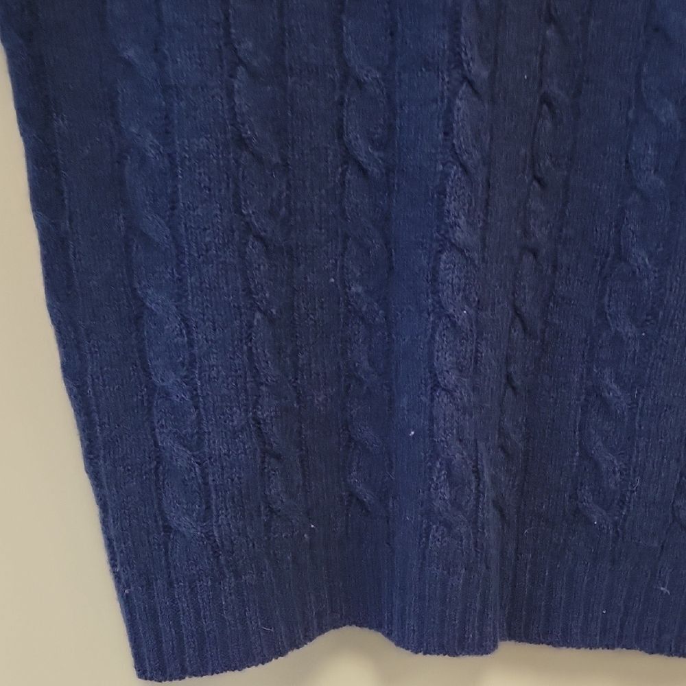 Line Of Trade The Mariner Sweater Blue Shetland Wool Cable Knit Crewneck Size M - Picture 6 of 11